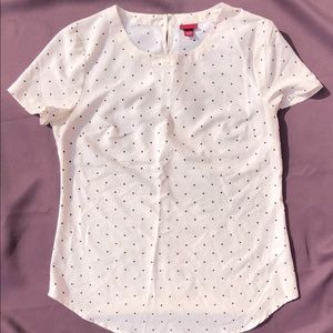 Merona Cream with Black Polka Dots Blouse Top XS